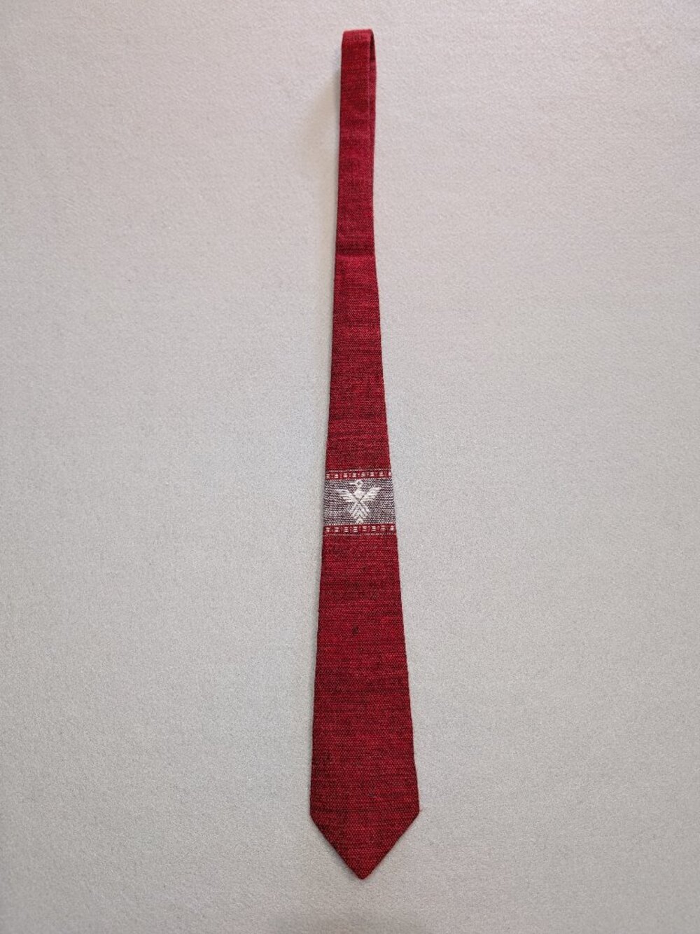 Vintage 100% Alpaca Red Peru Woven Tie